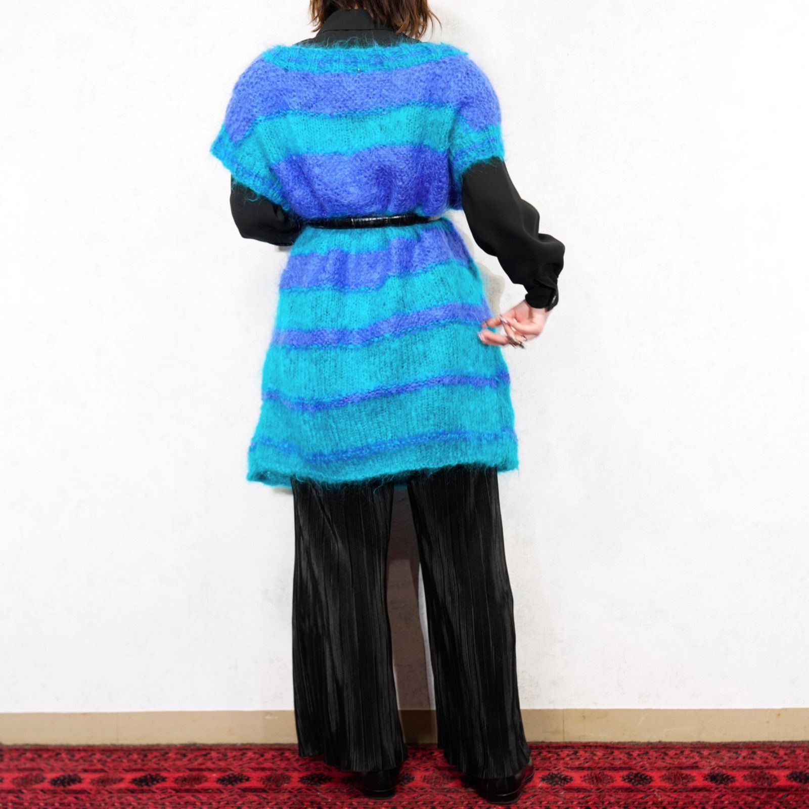 ヨーロッパ古着ボーダー柄モヘアニットベスト