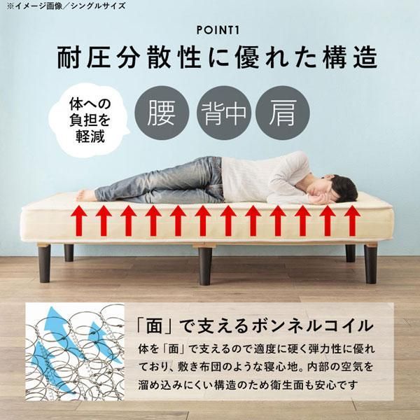 マットレス付ベッド セミシングルショートサイズ ホワイト色 ボンネルコイル すのこフレーム フラットタイプ　未開封新品　元箱入り