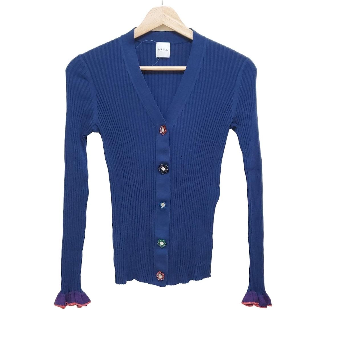 ポールスミス PaulSmith カーディガン サイズM ダークネイビー×マルチ レディース 新品同様 トップス