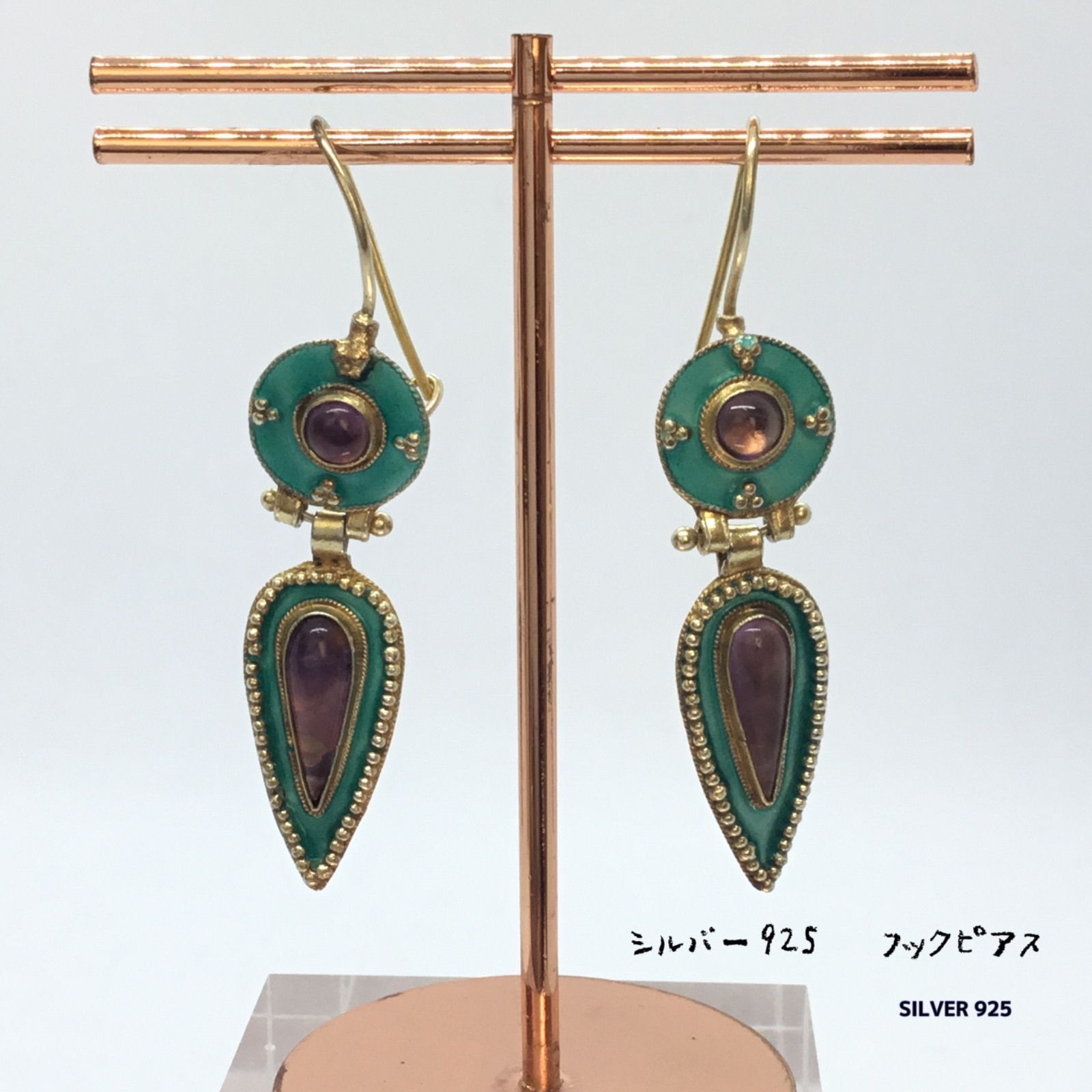 エクニック シルバーピアス 両耳 / アンティーク ピアス / シルバーピアス / フックピアス / シルバー925 / レディース / メンズ / アクセサリー / インディアンジュエリー