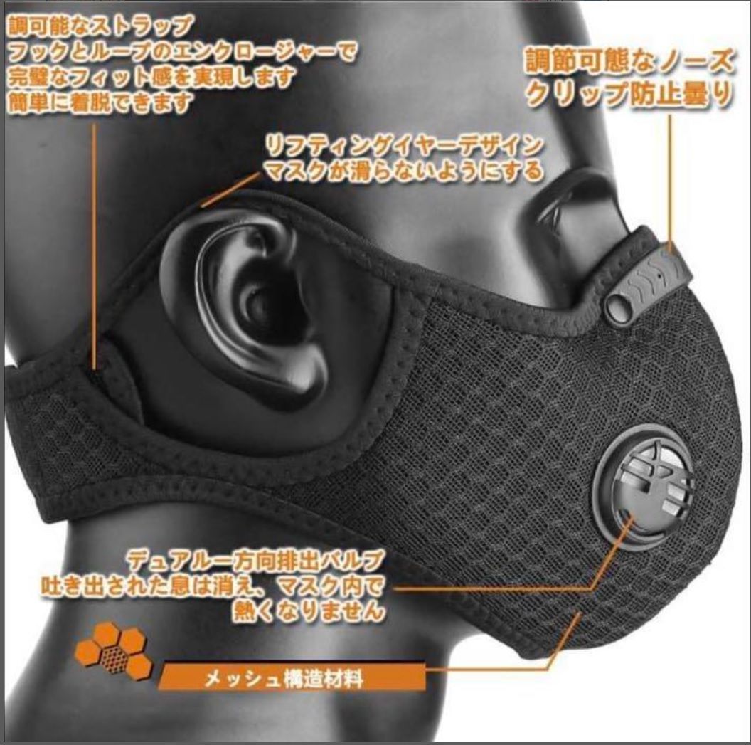 ハンター逃走中で使用されている Otter フィルター付きメッシュマスク×3枚 逃走中 ハンターマスク スポーツマスク 高性能フィルター