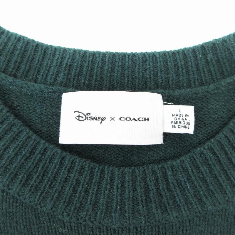Disney x COACH ミッキーマウス 刺繍 モスグリーン セーター