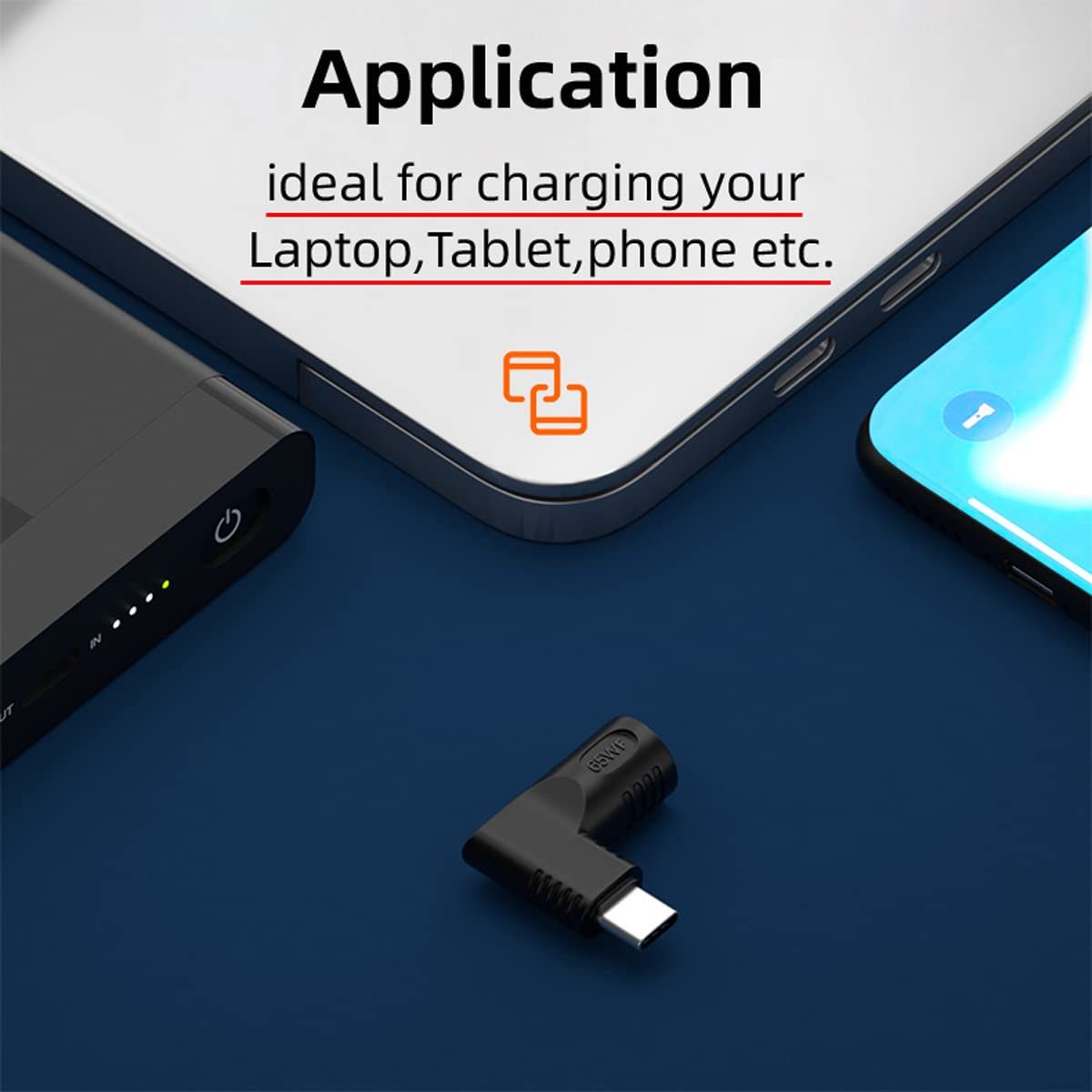 新品 CYアダプターDC 20 Vジャック5.5 x 1.7 mm入力USB-C Type-C出力90度直角電源プラグ充電アダプター65 W
