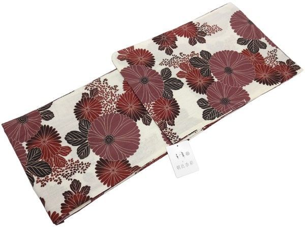 浴衣 レディース 京舞×朝比奈 彩 浴衣単品 (オフ白 エンジ・菊