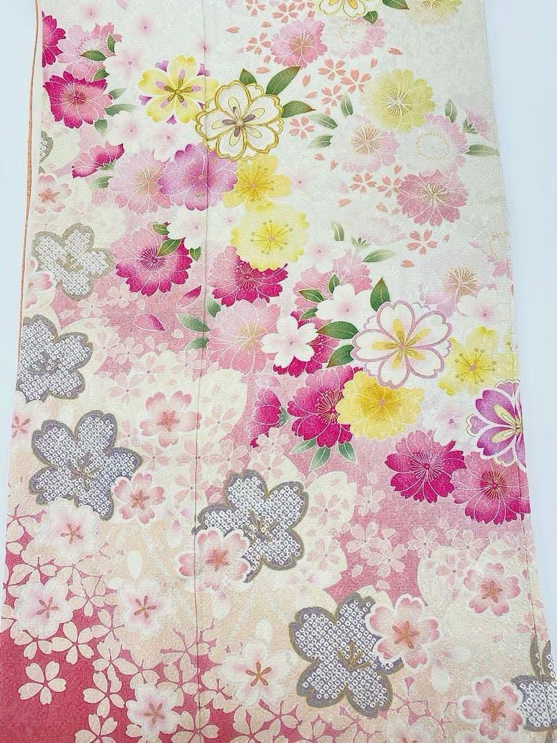振袖 豪華 銀通し 金駒 刺繍 金彩 桜 紋意匠 身丈155cm 小柄向き