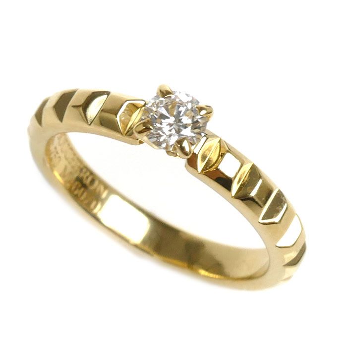 Boucheron ブシュロン K18YG イエローゴールド クルドパリ ソリテール リング 指輪 JSL0003248 ダイヤモンド0.21ct 8号 48 3.3g レディース