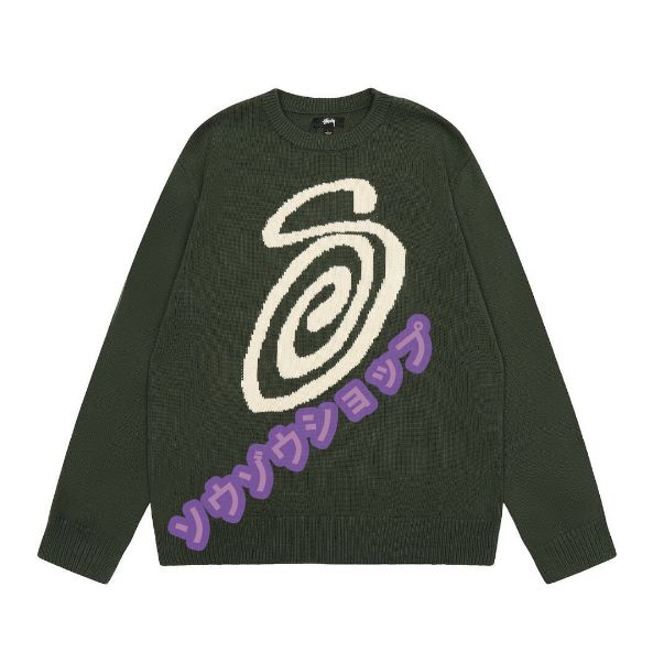 未使用 STUSSY Curly Logo ニットセーター ユニセックス 冬物 メンズ トップス 新品 未使用 グリーン - メルカリ