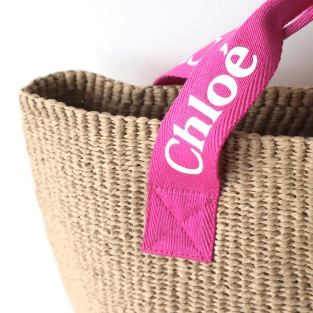 Chloe クロエ　 かごバッグ ナチュラル　ピンク　薄ピンクmifuko Chloe 24SSモデル クロエ Mifuko ペーパーファイバー かごバッグ
