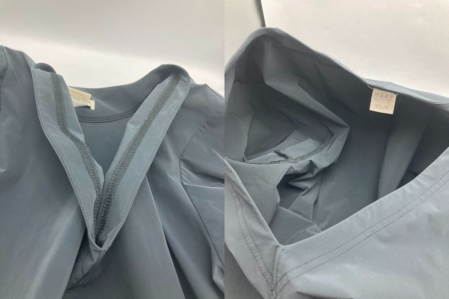 イッセイミヤケの長袖ワンピース（未使用） ISSEY MIYAKE イッセイミヤケ ナイロン Vネック ワンピース 長袖