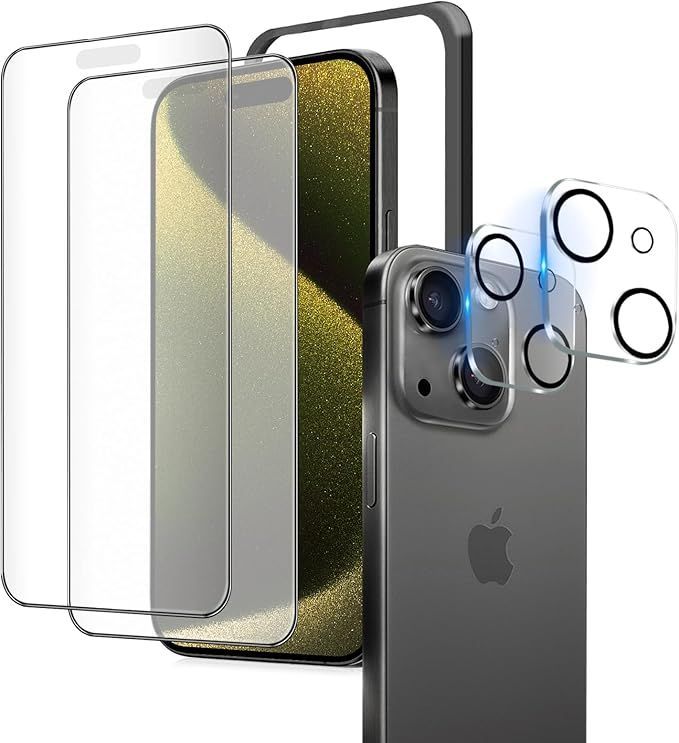 iPhone 15 ガラスフィルム アンチグレア 【2+2枚】 いPhone15 フィルム さらさら アイフォン15 保護フィルム サラサラ 15 用 強化ガラス 画面 保護 シート 【指紋防止/ゲーム/マット/反射防止/滑り】