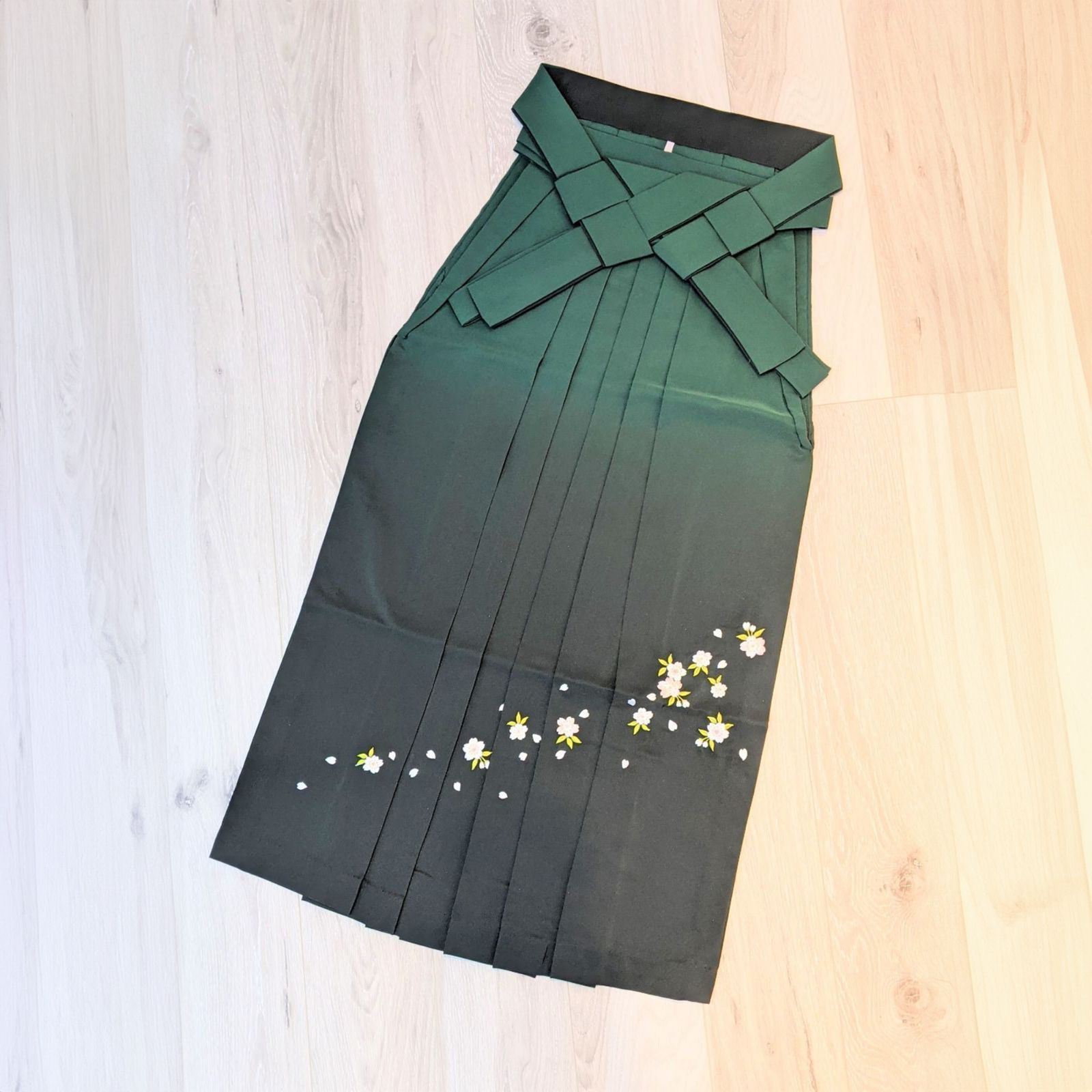 卒業袴 袴単品 グラデーション 刺繍 グリーン 緑 桜 SS〜LLサイズ