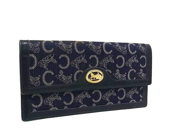 □美品□ CELINE セリーヌ Cサルキー キャンバス×レザー二つ折り