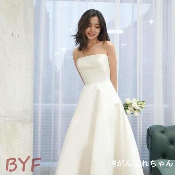 ウェディグドレス ミニドレス ミモレ丈 二次会 ドレス 花嫁 wedding dress パーティドレス 結婚式 ミニ 白ワンピース　カジュアル 挙式 演奏会 衣装