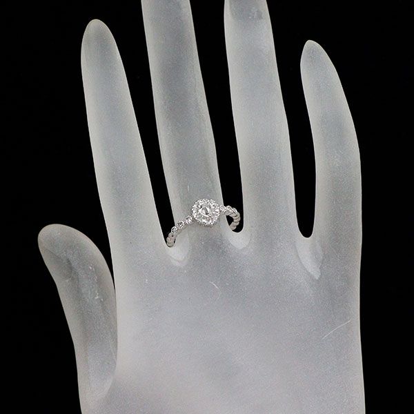 K18WG ペアシェイプ ローズカット ダイヤモンド リング 0.10ct D0.17ct