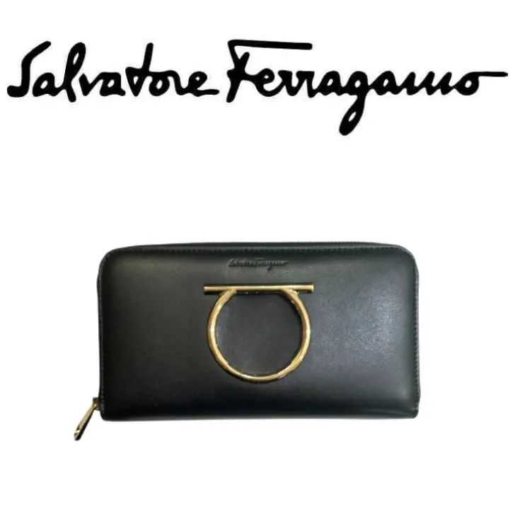 Ferragamo 長財布 660879 ガンチーニ柄 ラウンドファスナー