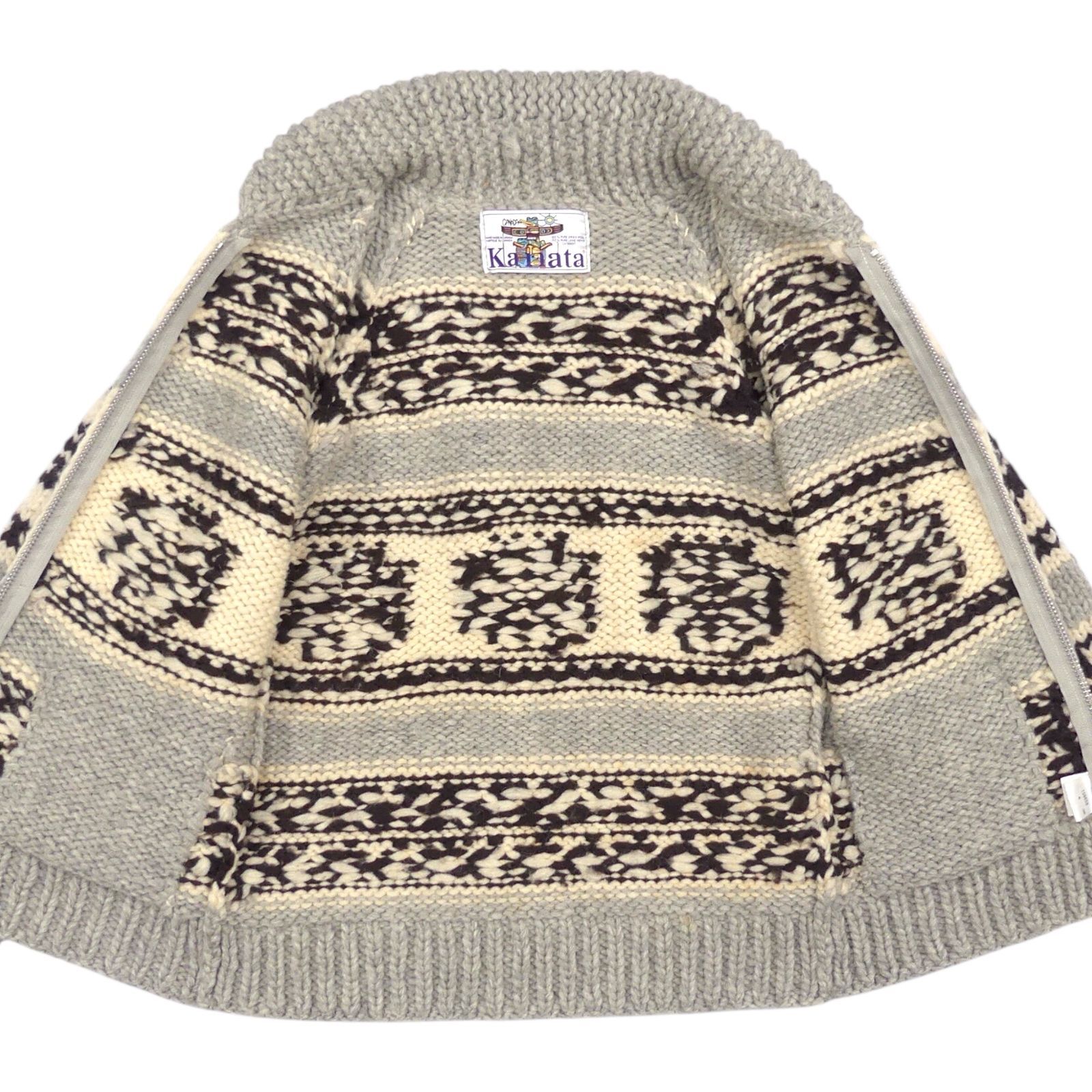 即決☆カナダ製 KANATA☆メンズ L位 カウチンセーター カナタ 雪柄