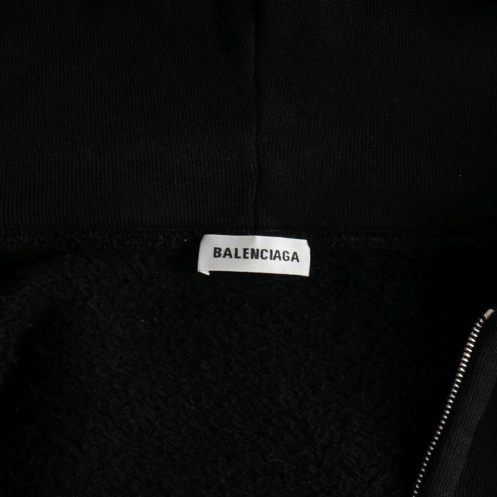 バレンシアガ BALENCIAGA 19SS I LOVE TECHNO クロップド ジップアップ パーカー 刺繍 S 黒 ブラック 556088 国内正規 レディース バレンシアガ BALENCIAGA 19SS I LOVE TECHNO クロップド ジップ