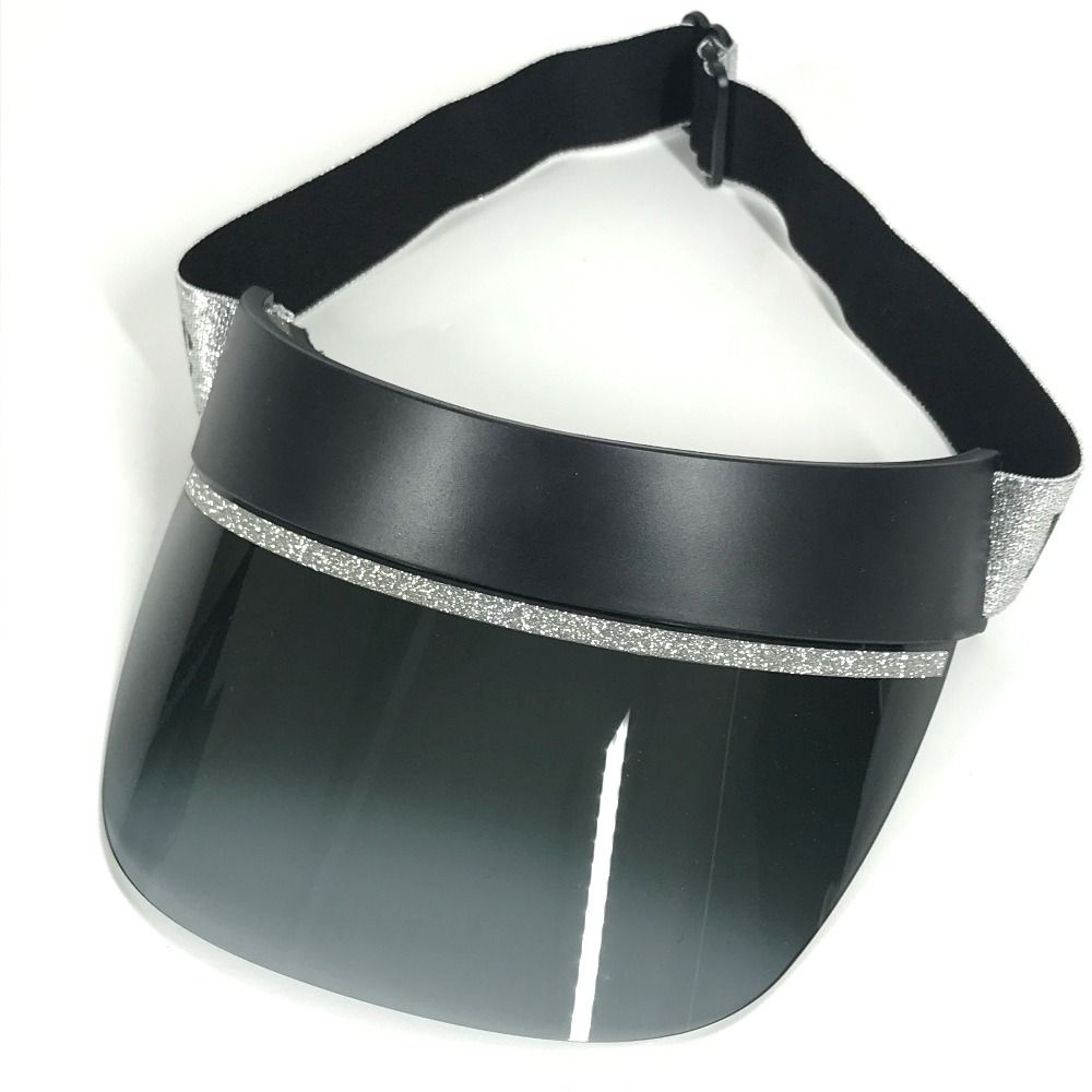 JIMMY CHOO ジミーチュウ サンバイザー ロゴ ラメ プラスチック ブラック