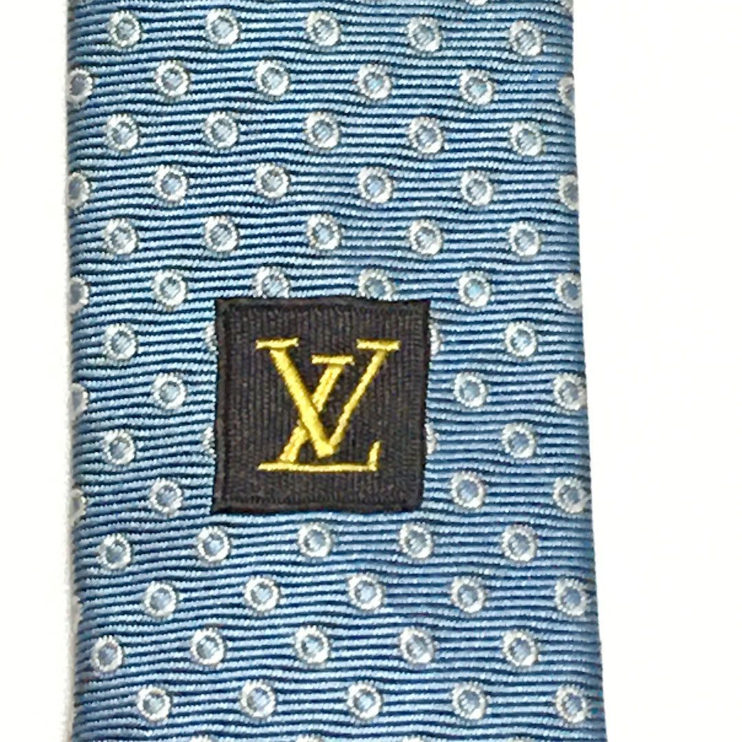 美品 ルイヴィトン Louis Vuitton ネクタイ シルク100% ライトブルー