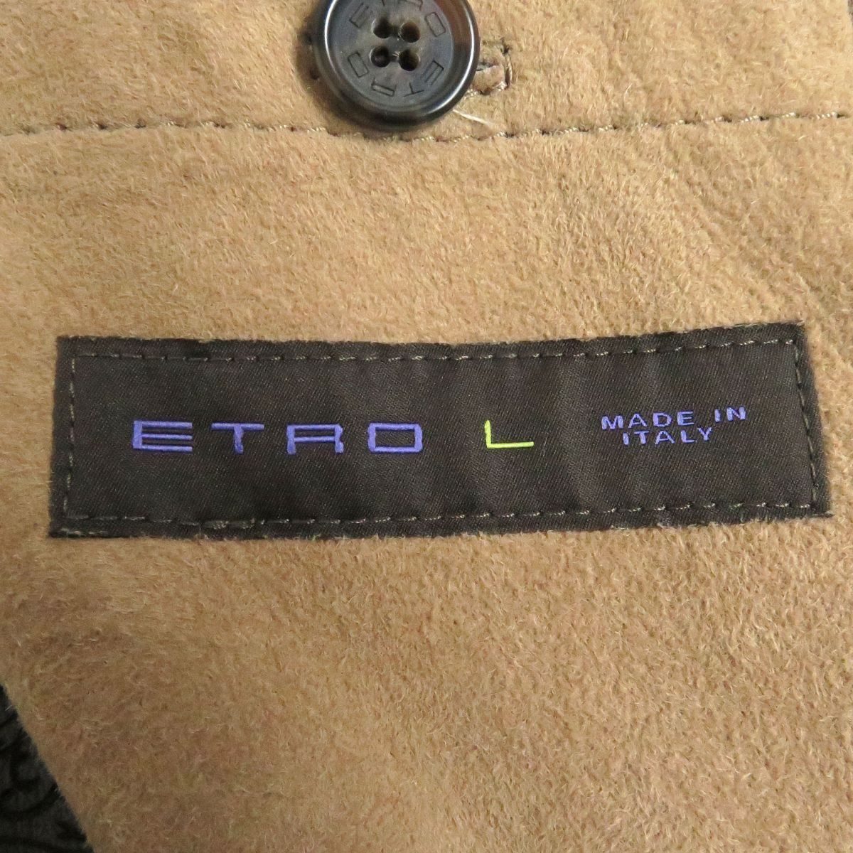 美品□ETRO/エトロ グレンチェック コットン切り替え WZIP 羊革 ダブル