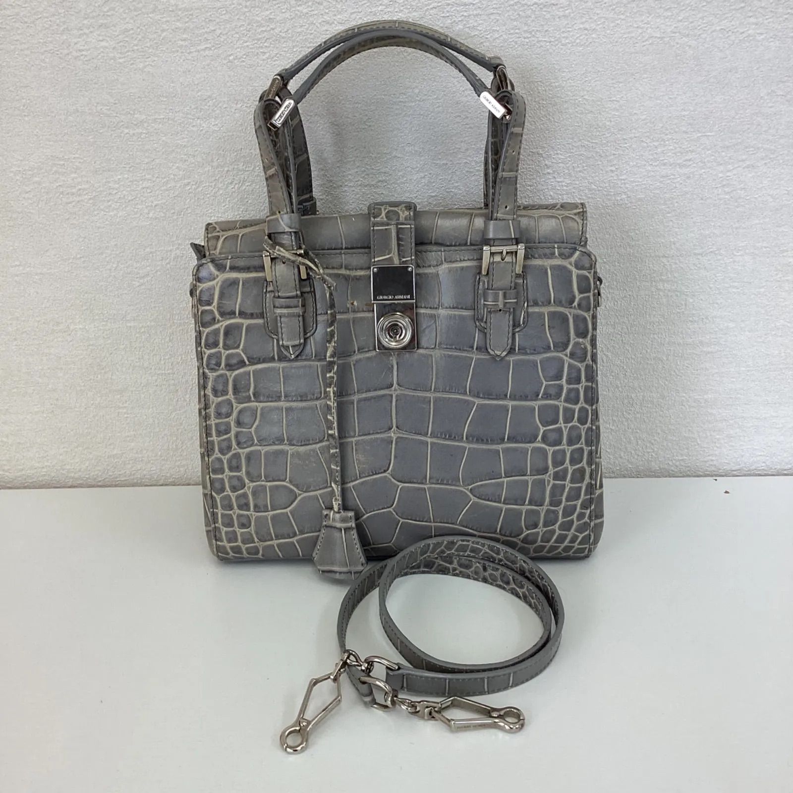 GIORGIOARMANIジョルジオアルマーニクロコダイル型押し2wayバッグ