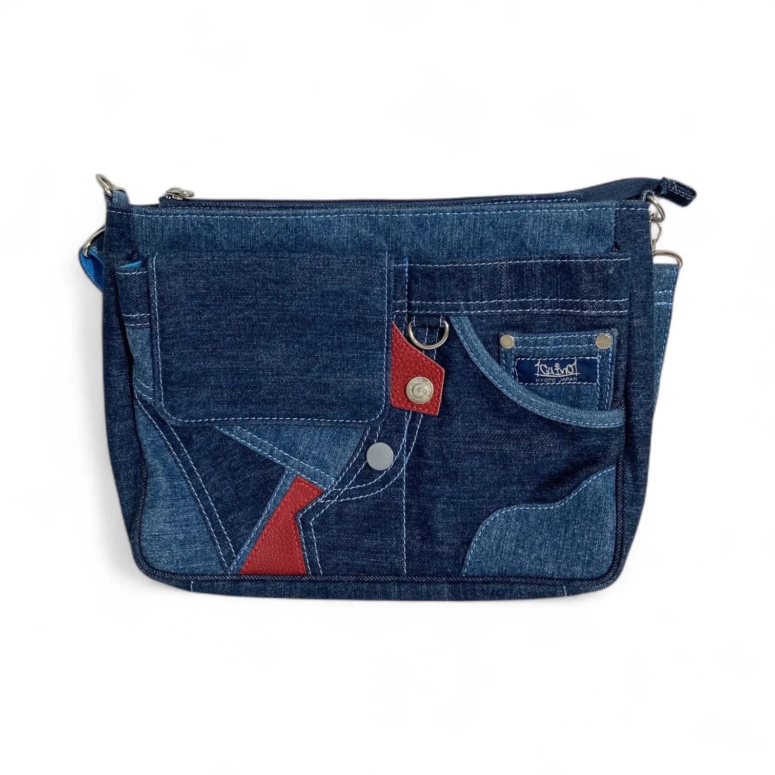 ICHINOI 一ノ井⭐︎デニムバッグ　ショルダーバッグ パスケース付　京都 ichinoi イチノイ 京都一の井 リメイクデニム ショルダーバッグ パッチ