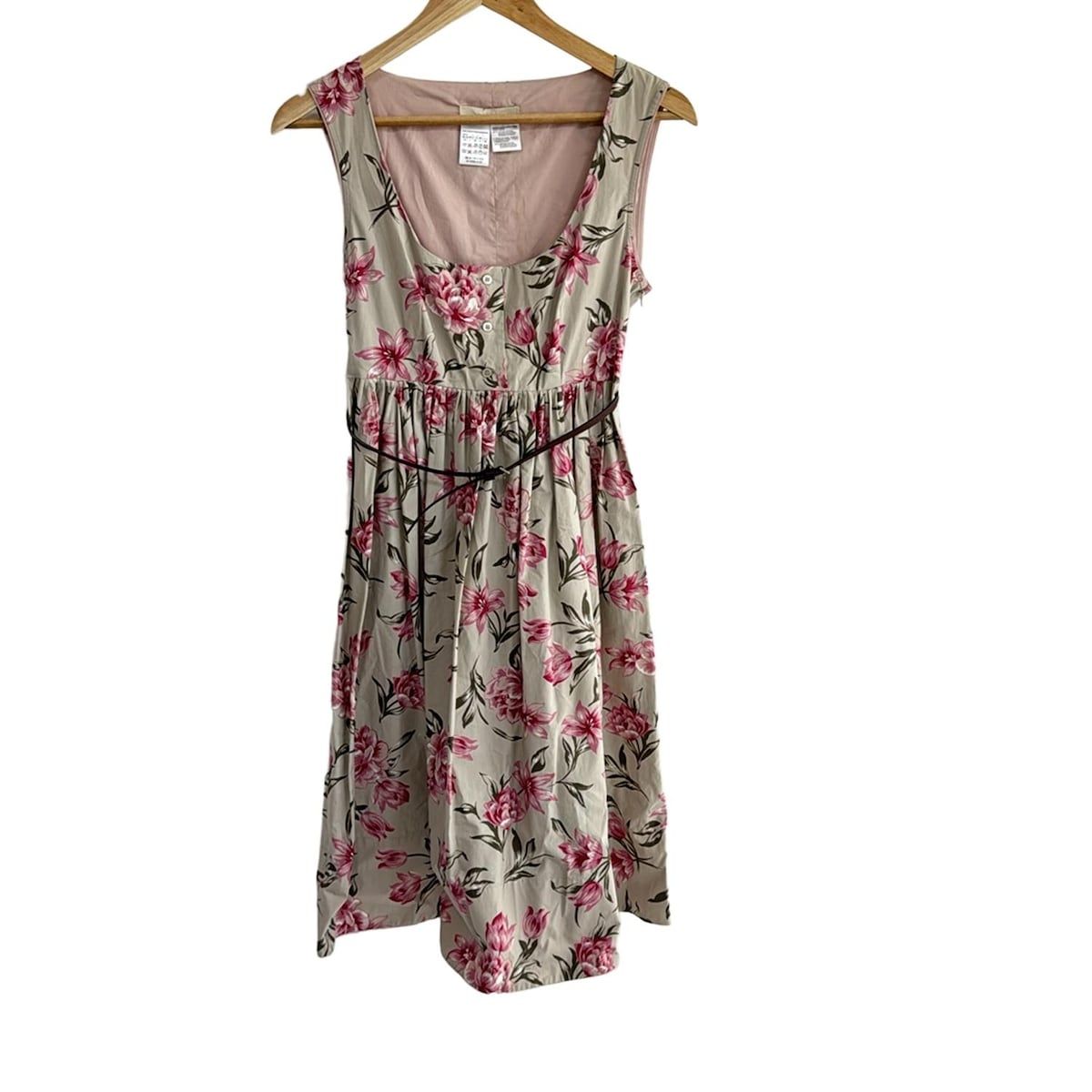 S Max Mara マックスマーラ ワンピース サイズI38 レディース - グレーベージュ×ピンク×マルチ ノースリーブ|ロング|花柄
