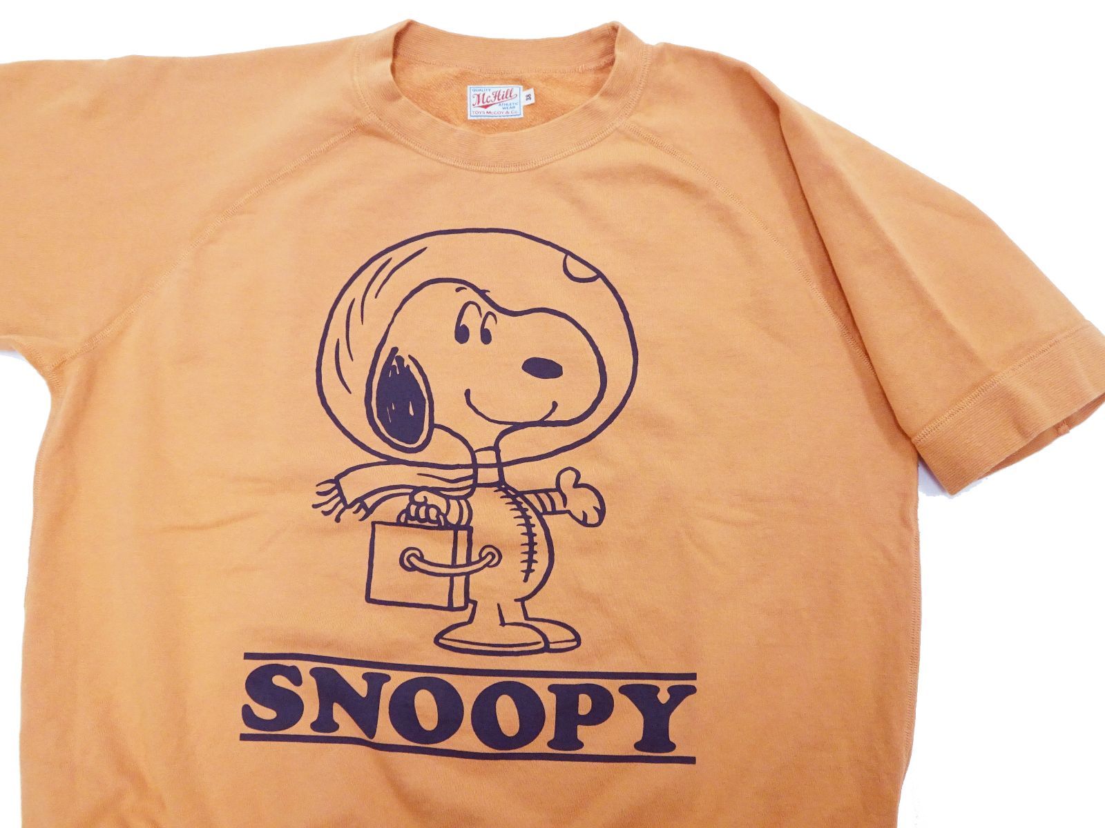 TMC2421 トイズマッコイ スヌーピー SNOOPY 半袖スウェットシャツ FIRST BEAGLE ON THE MOON Toys McCoy 製品染め 裏毛スウェット ゴールド 新品 アメカジショップ