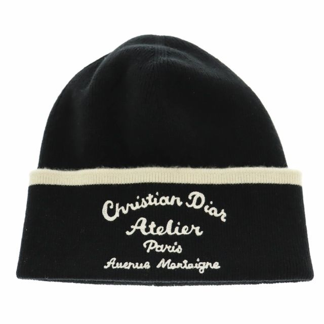 ディオール Dior アトリエ ロゴ 刺繍 ビーニー ニット帽 31CMB06AT522 M 黒 ブラック ブランド古着ベクトル AA ▲ 250517