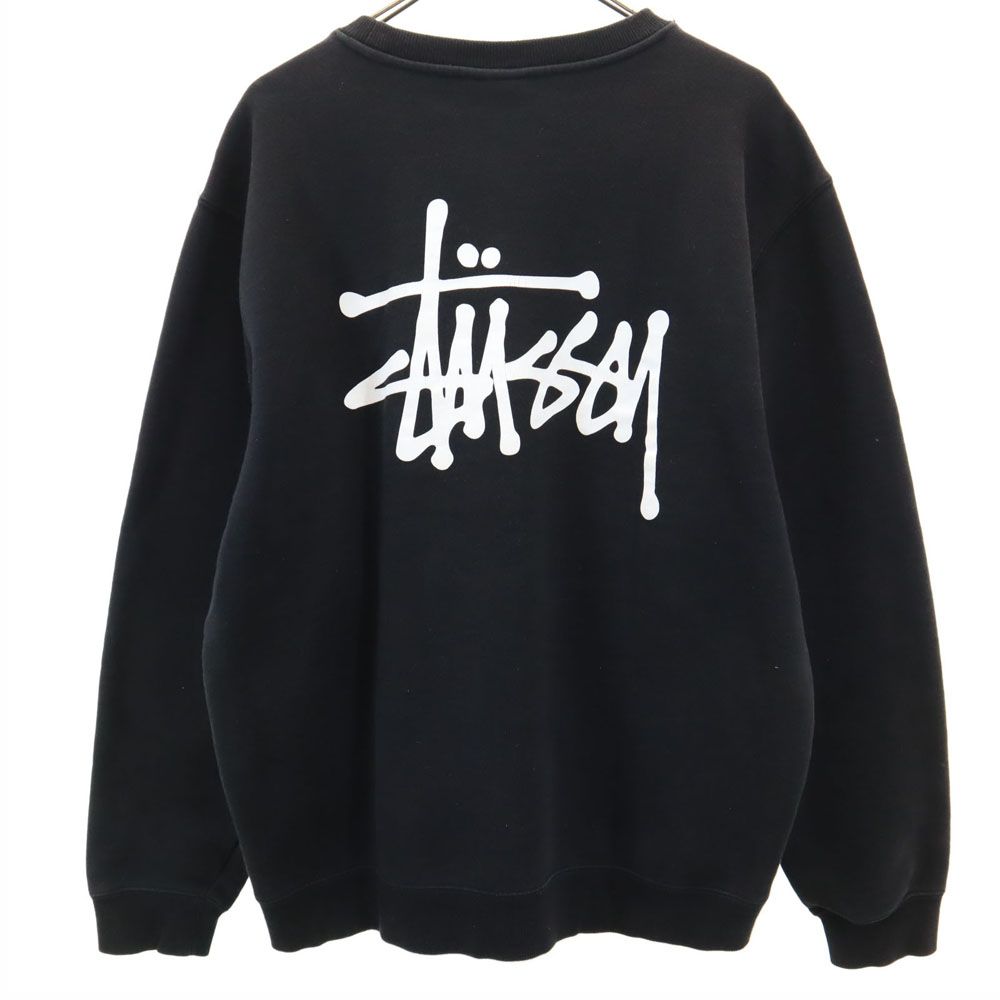 ステューシー バックロゴ 長袖 スウェット トレーナー L ブラック STUSSY 裏起毛 メンズ