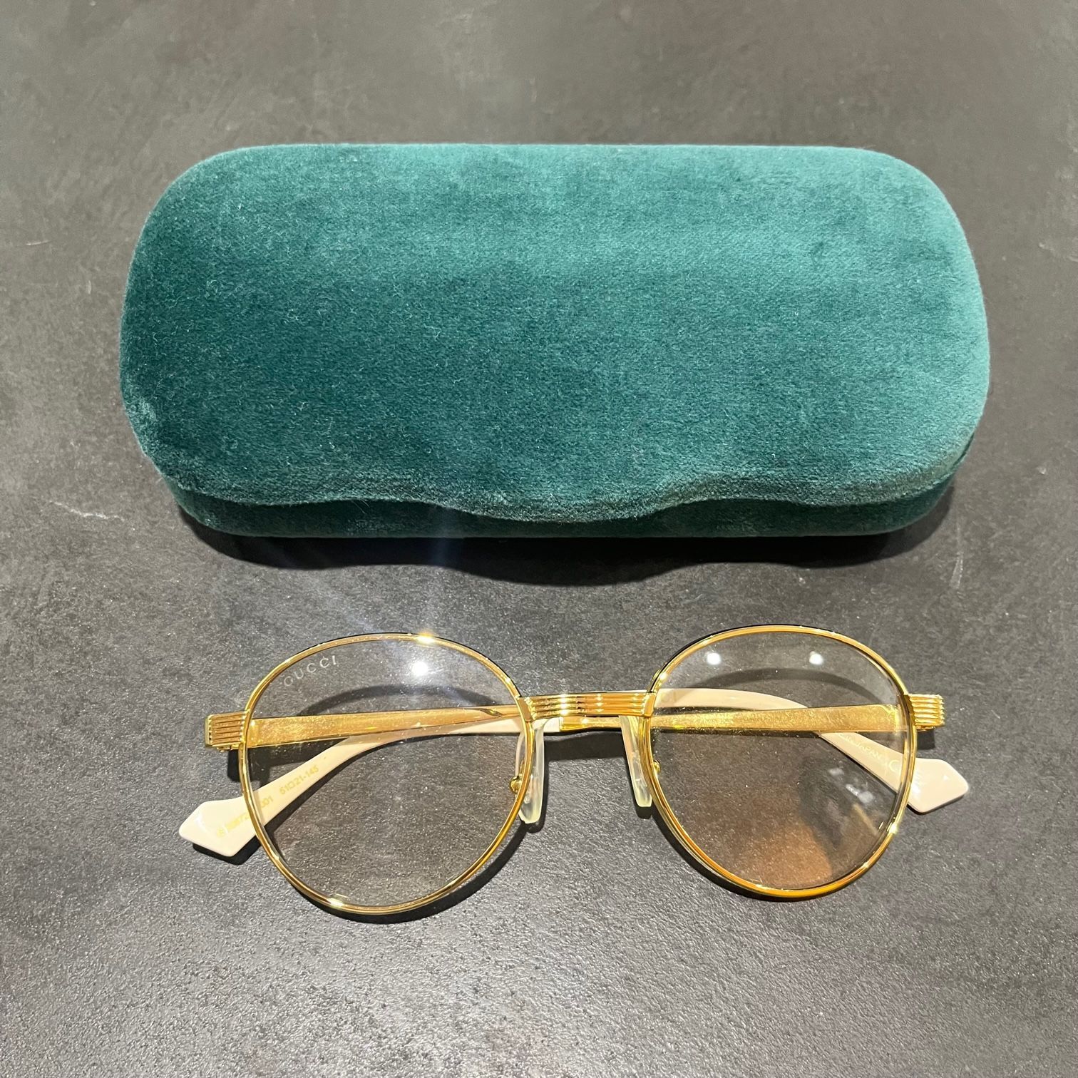 GUCCI ボストン ゴールド&クリアイエロー サングラス 眼鏡 グッチ 