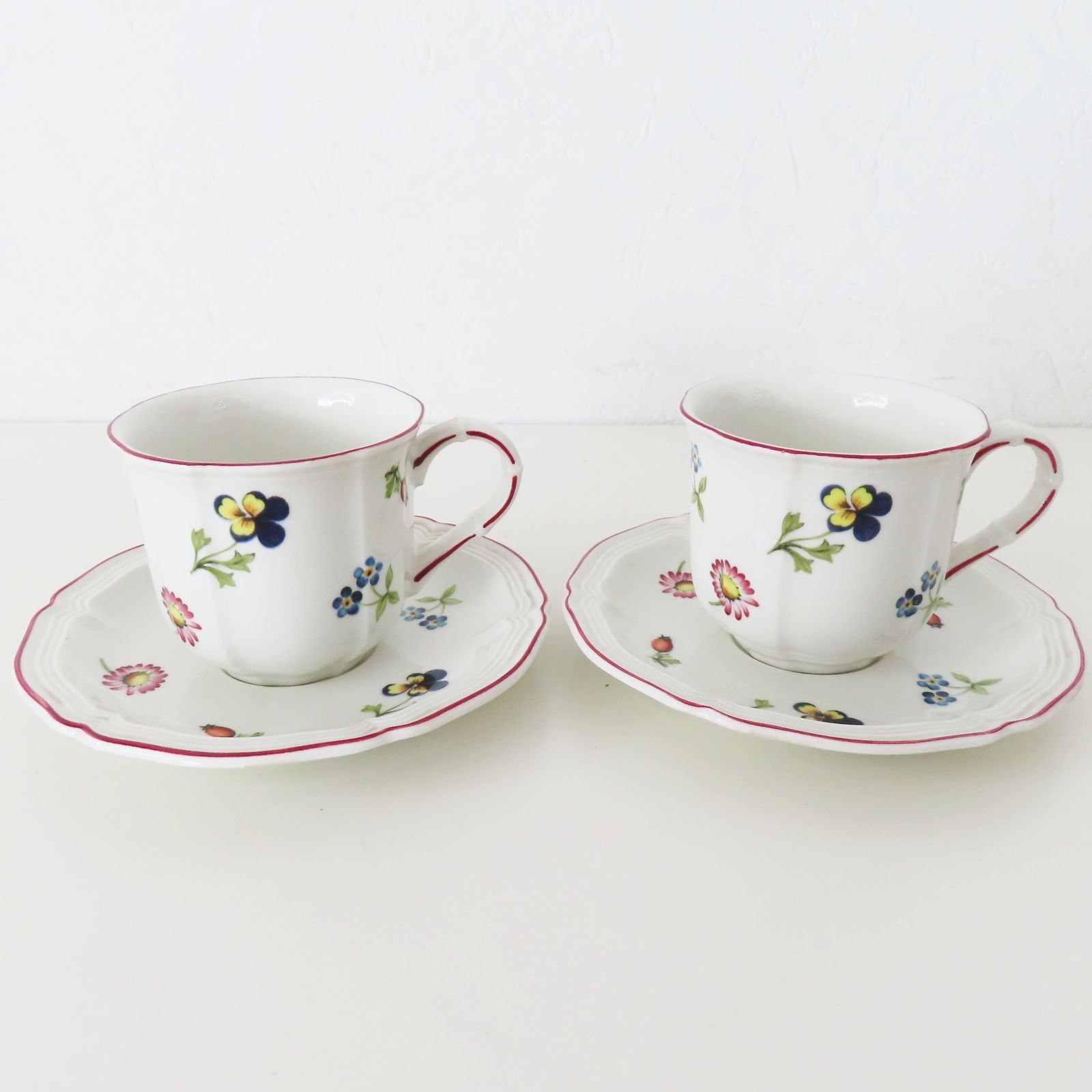 M07-A06 Villeroy&Boch Petite Fleur ビレロイ&ボッホ プチフルール フラワー デミタスカップ&ソーサー 2客セット  ホワイト/マルチカラー - メルカリ