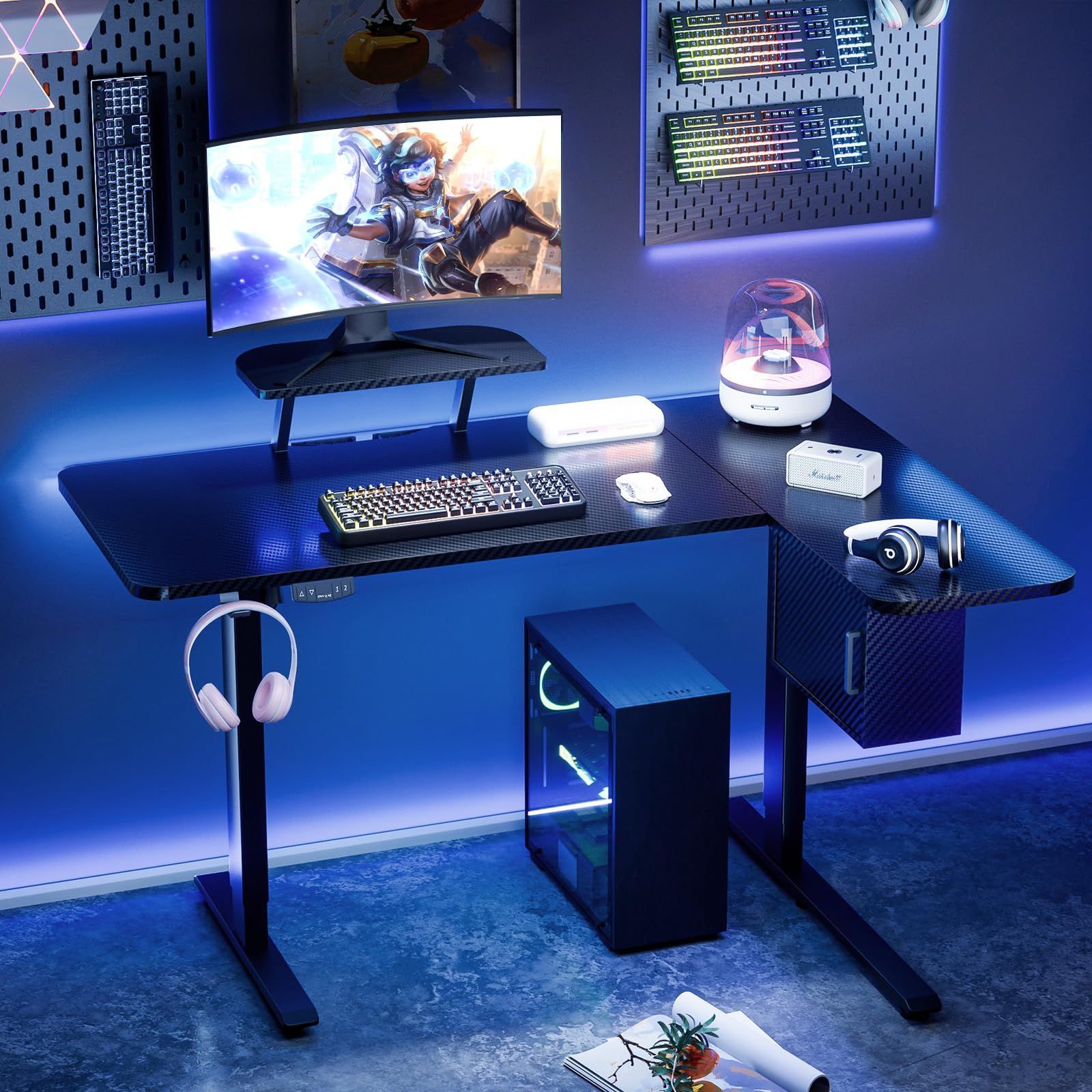 ゲーミングデスク 幅広い作業スペース
