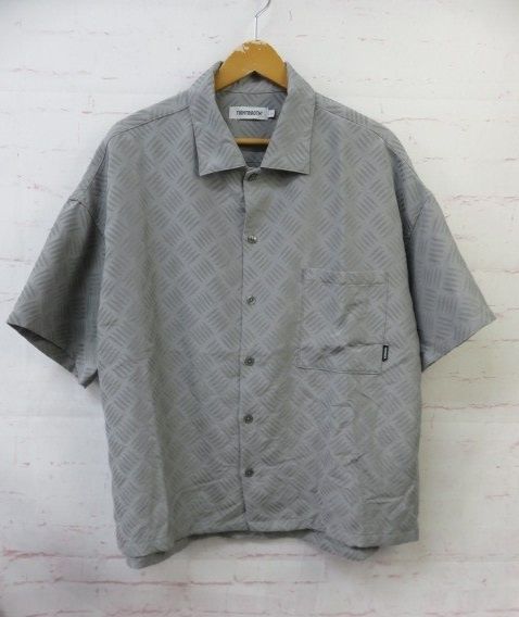 23SS TIGHTBOOTH ﾀｲﾄﾌﾞｰｽ CHECKER PLATE SHIRT 半袖ｼｬﾂ ｸﾞﾚｰ L 991852013