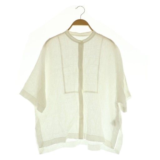 トゥモローランド TOMORROWLAND collection 24SS リネンエンブロイダリーブラウス シャツ 七分袖 バンド 36 ホワイト MY OS