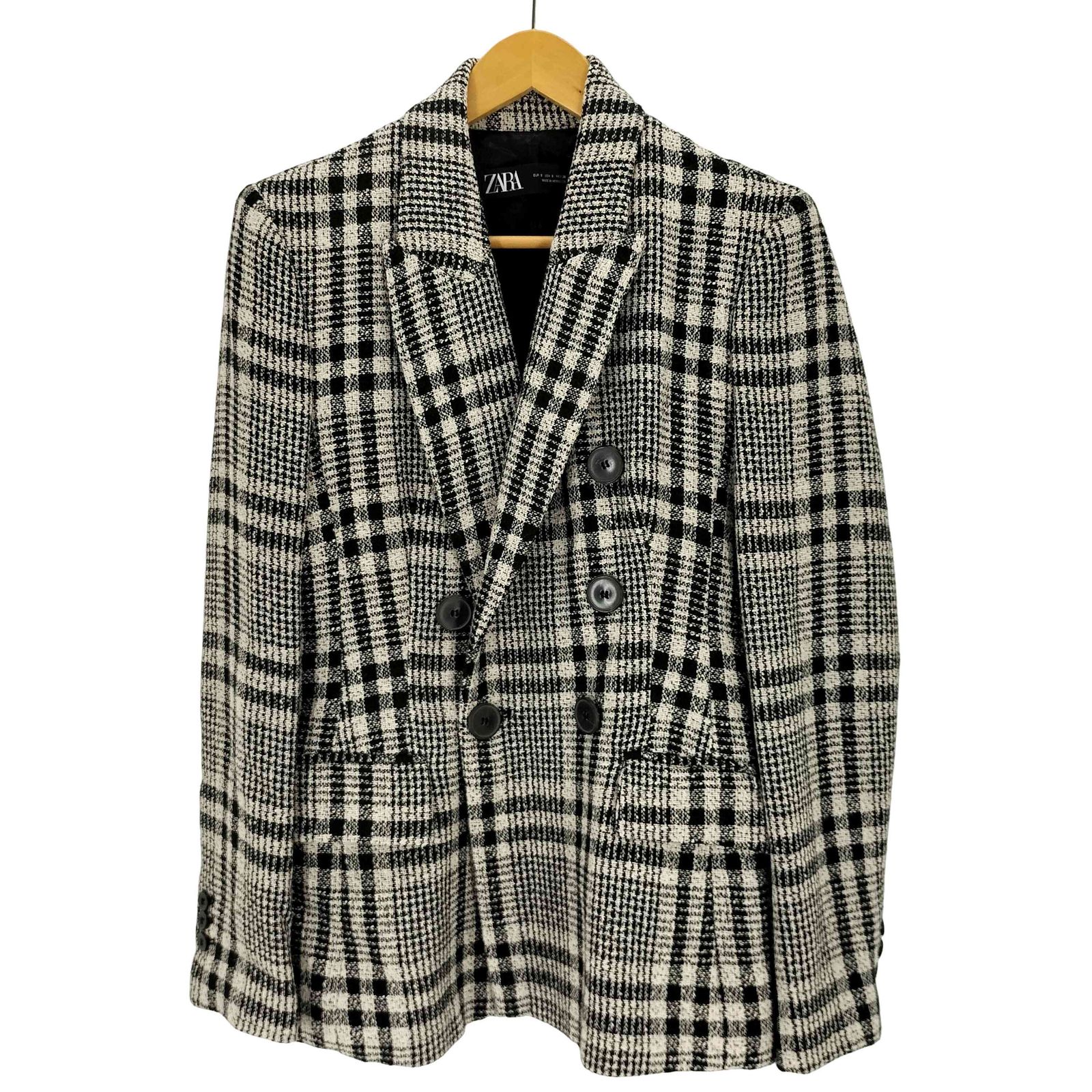 ザラ ZARA グレンチェック ダブルテーラードジャケット レディース 