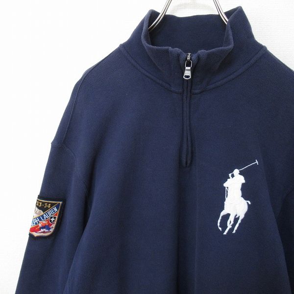 美品 ポロゴルフ ラルフローレン ハーフジップ フリース ポニー刺繍 ブラック ポロラルフローレン Polo by RalphLauren ビッグポニー 刺繍