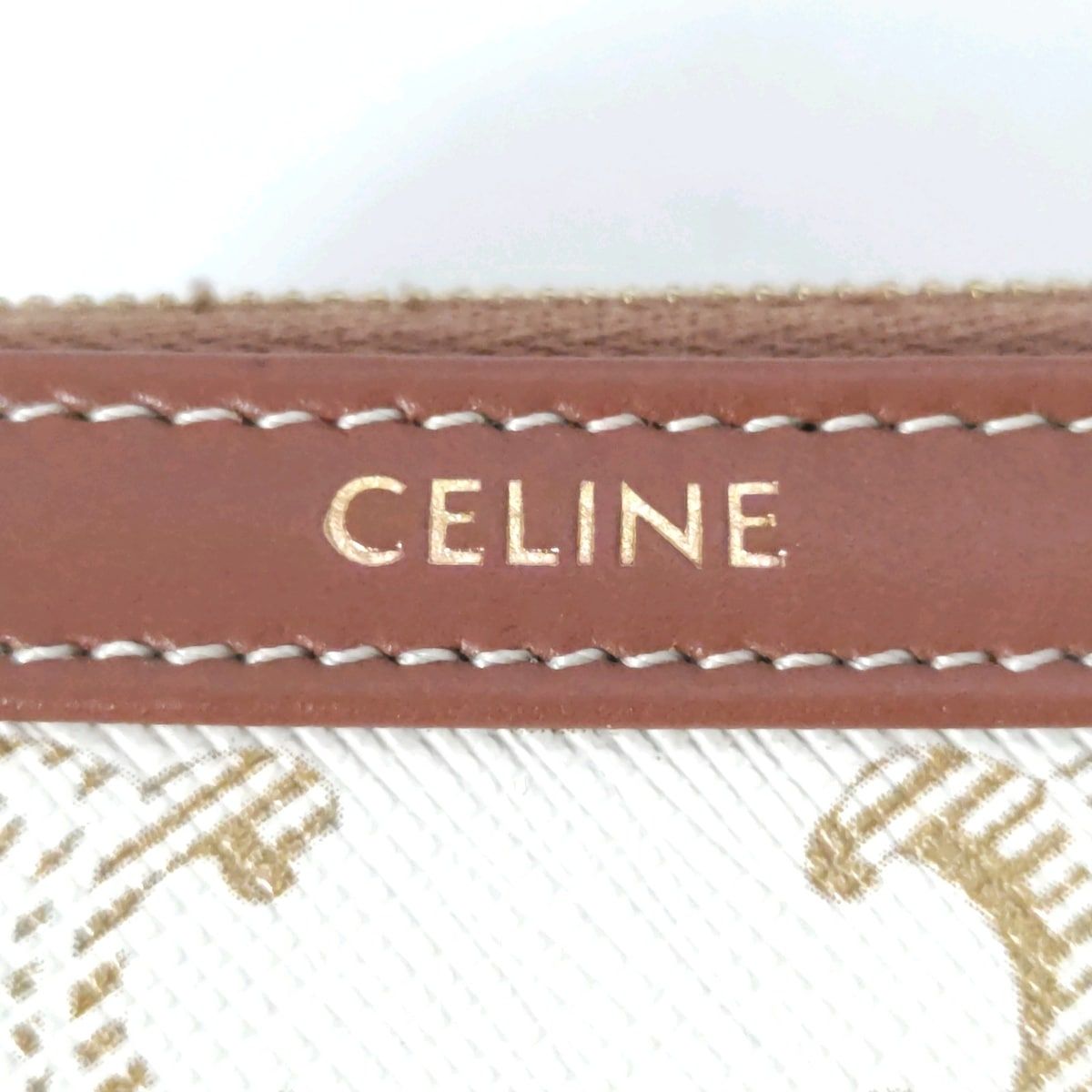 CELINE(セリーヌ) ポーチ美品 スモール コスメティックポーチ 4M1622CZJ.01BC ホワイト トリオンフキャンバス＆カーフスキン -  メルカリ