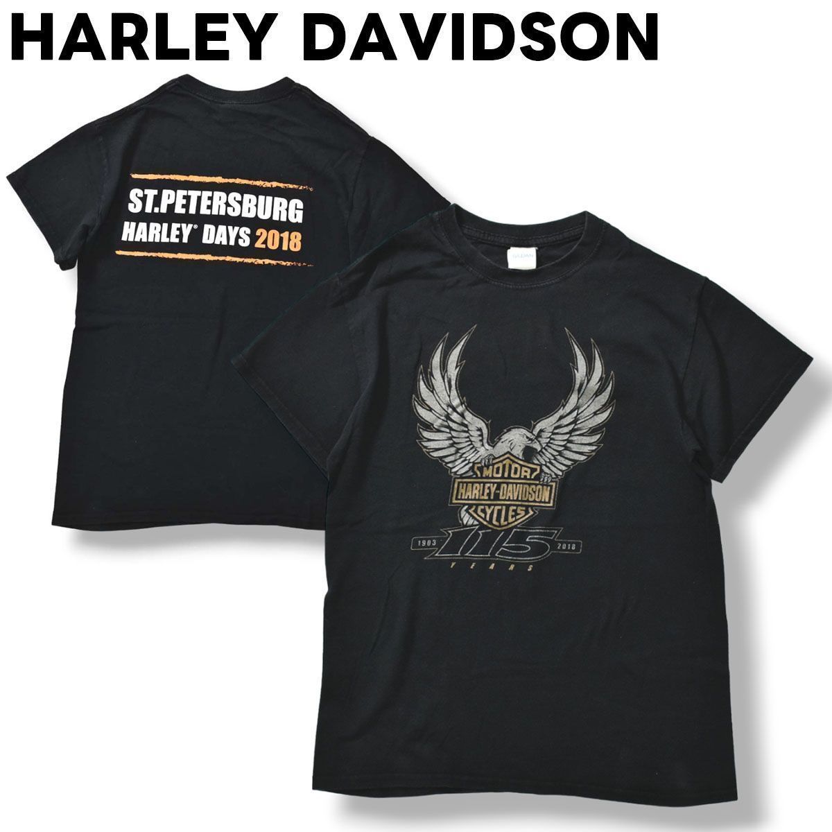 ハーレーダビッドソン HARLEY DAVIDSON 半袖 両面プリント ビッグロゴ ...