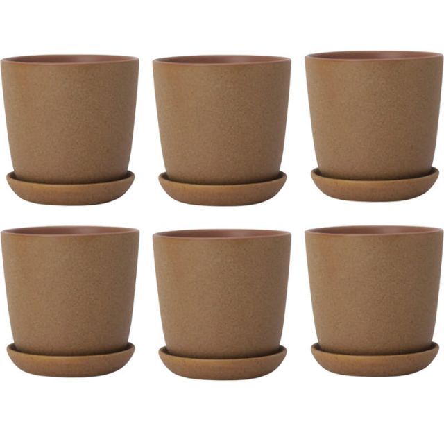 花 観葉植物用ポット アレナ ラウンド 13 C Ceramic POT 6個入り 40204 底穴あり 受皿付き 代引き不可 小型ポット FARM p51