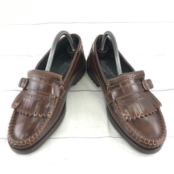 70 s-80 s頃 ビンテージ品 アメリカントラッカーズ American trackers 本革キルトローファー 26.0-27.0 茶 イタリア製ラグソール XJ-111