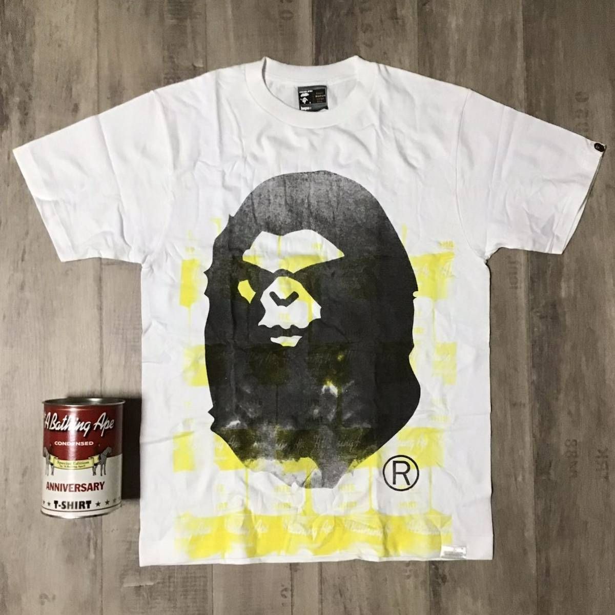 ★新品★ NIGO 手刷り シリアルナンバー入り Tシャツ Mサイズ a bathing ape BAPE エイプ ベイプ キャンベル缶 ハンドプリント