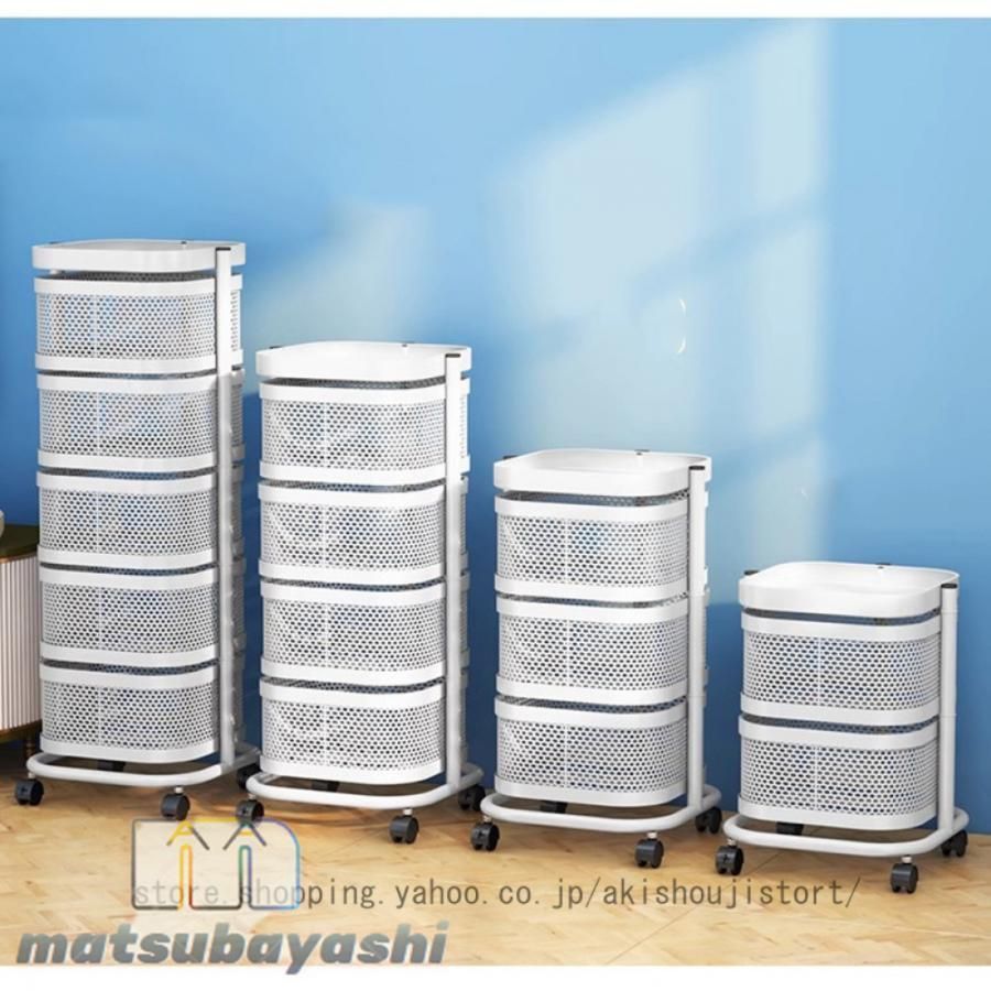 回転 収納ラック 小物入れ 5段キャスター付き天板付き 回転トレイ