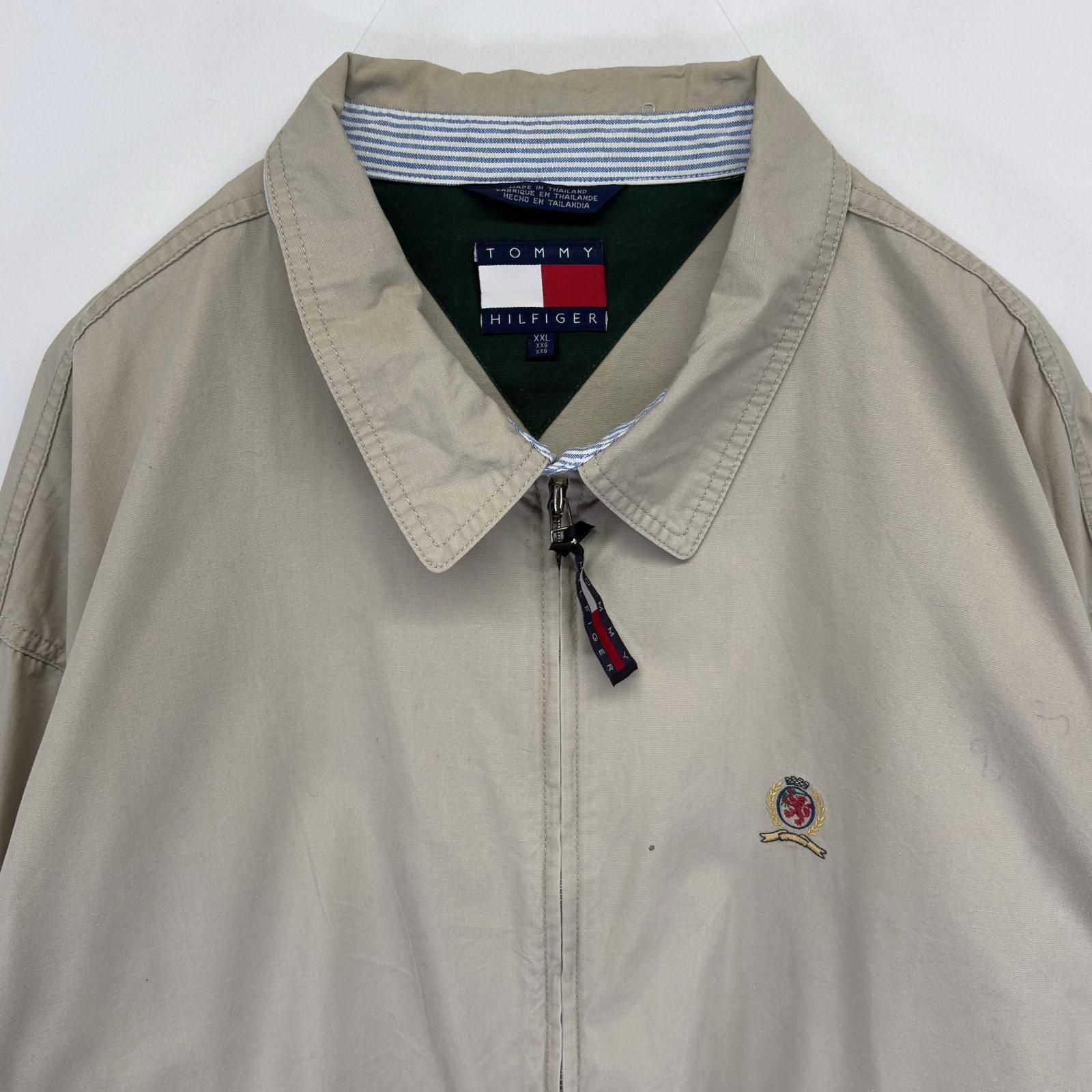 古着 90s/90年代 トミーヒルフィガー   スウィングトップジャケット ワンポイント ロゴ 刺繍 大きいサイズ XXL ベージュ 古着 90's/90年代 トミーヒルフィガー TOMMY HILFIGER スウィング