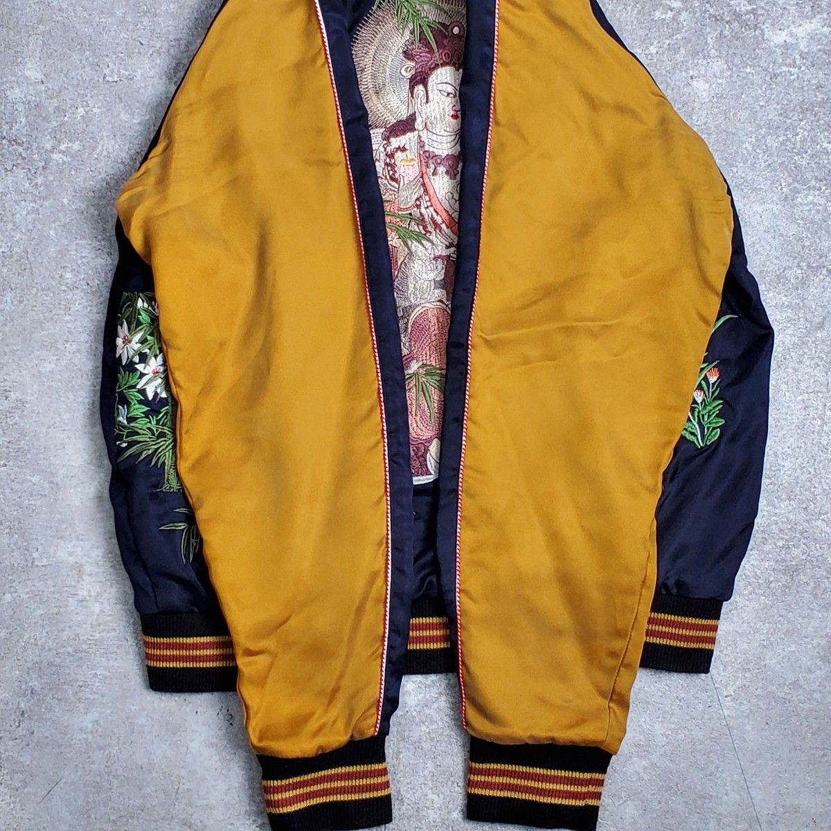 泥棒日記 リバーシブル 鬼子母神 虎 刺繍 幾何学模様 レーヨン混 和柄