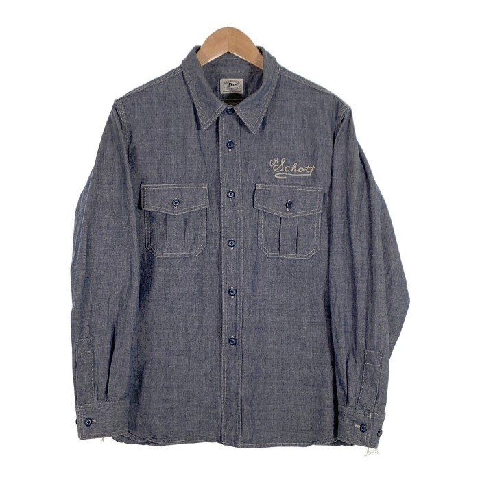 Schott ショット GLADHAND グラッドハンド ONE STAR BUTTONMAN WORK SHIRT シャンブレー ワークシャツ ブルー Size L