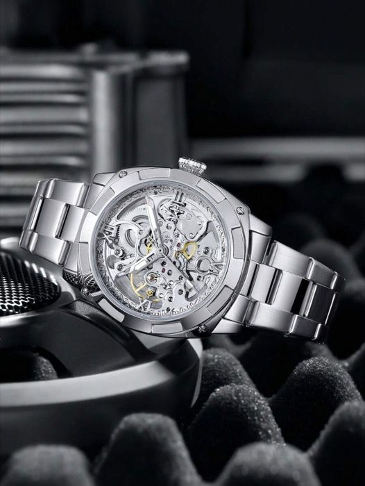 腕時計 メンズ 機械式 メンズヴィンテージ中空自動機械式腕時計ステンレススチールバンド 防水 ホリデーギフト