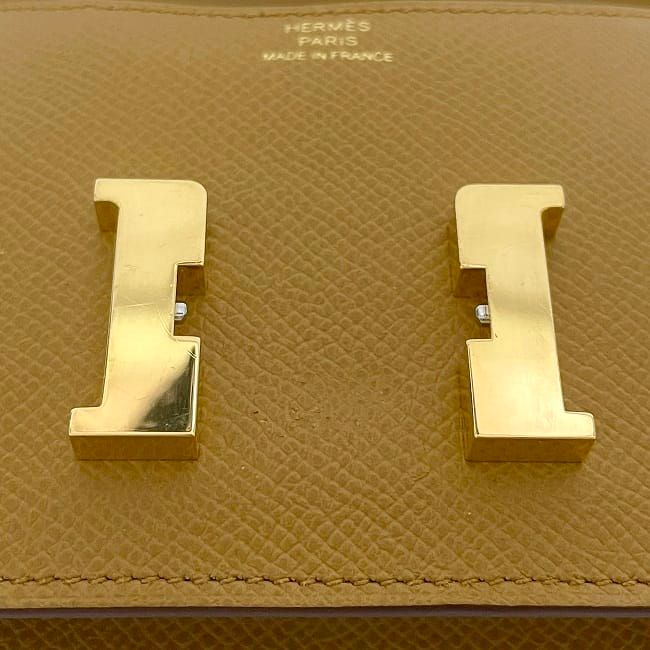 エルメス 二つ折り 財布 コンスタンススリム キャメル セサミ コン  