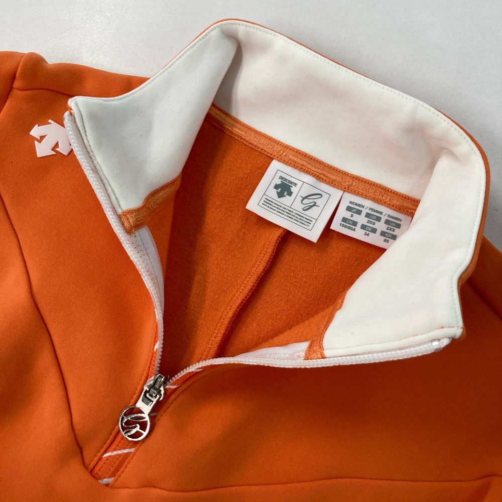 DESCENTE レディース ゴルフ ハーフジップ シャツ 赤/白 DESCENTE レディースハーフジップシャツホワイト DESCENTE レディース