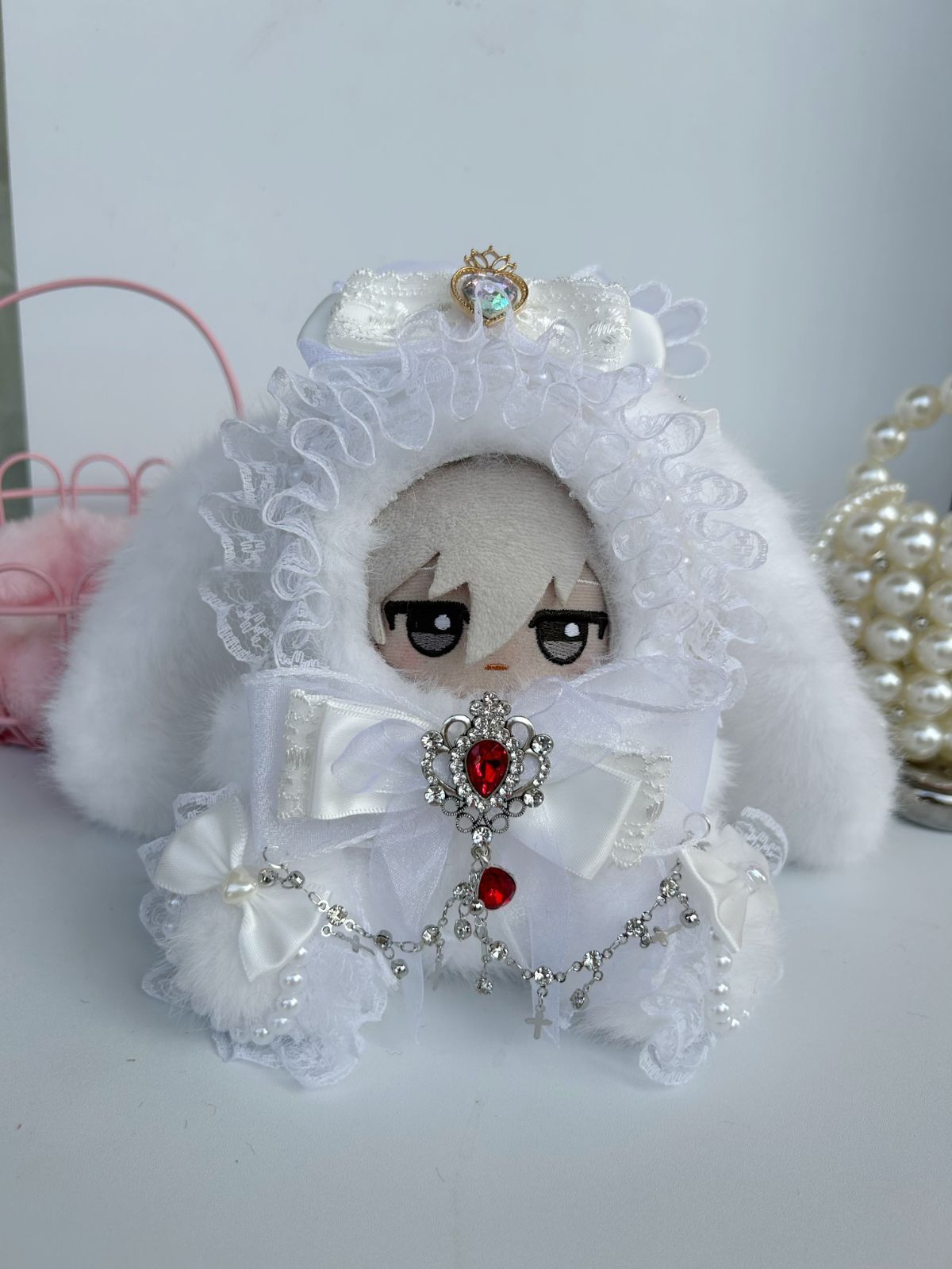 ぬい服 10cm おすわり ホワイトデー ウェディングドレス 2着セット